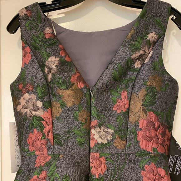 NWT Kay Unger Floral Jacquard Midi Dress - Picture 2 of 8